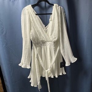Lulu's White Ruffled Romper NWT